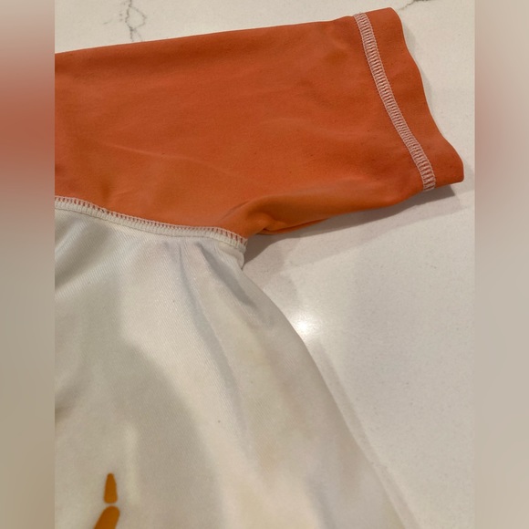 Toddler boy old navy rash guard swim trunks orange white surfer crab beach set - Picture 12 of 13